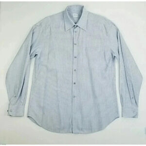Armani Collezioni 16/41/L Men's Miniature Blue White Stripe Pattern Long Sleeve